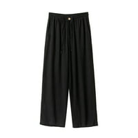 Ketyyh-Chn Muške modne casual pantalone Casual High Squok džepovi za crtanje crna, 4xl