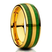 Jade vjenčani prsten, žuto zlato volfram prsten, zaručni prsten, vjenčani prsten, volfram karbid