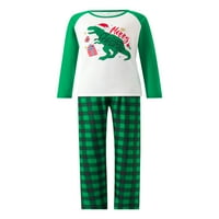 Porodica Asashitenel Podudaranje božićne pidžame, crtani dinosaurus Print dugih rukava + elastični okviri