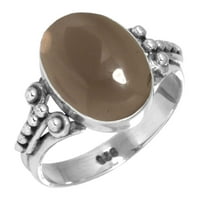 Srebrni prsten za žene - muškarci smeđi dimy Topaz Stone srebrne prstene veličine 10. June Birthnomen elegantna srebrna prstena 10. Poklon za dame na koktelu Srebrni nakit sa draguljem