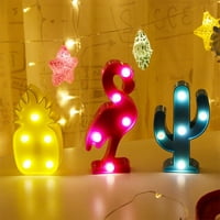 Ruijy Night Light 3D Oblik ananasa Božićni dekor Kaktus Flamingo crtani svjetlo za dom
