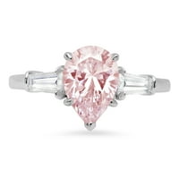 2.3ct kruška ružičasta simulirana dijamant 14k bijela zlatna godišnjica angažmana kamena prstena veličine