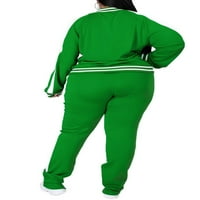 Capreze Plus Veličina Dvije odjeće za žene prevelizirane ležerne tužbe za dame jogging set patentna dukserica sa džepovima zelena xxxxl