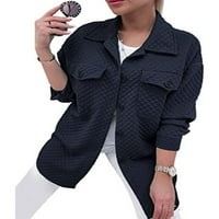 Paille Žene Ležerne prilične jakne s dugim rukavima Srednja duljina zimska košulja Jakne od pune boje