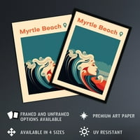 Seaside naziva Myrtle Beach SAD Južna Karolina Moderna žena valova morskog sirena okeana EXTRA Veliki XL Wall Art Poster Print
