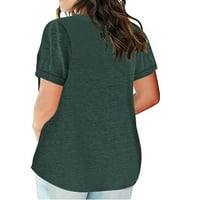 Žene ljetne vrhove Trending Plus Veličina V izrez Solid Boja Pokaža s kratkim rukavima Labave košulje