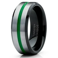 Muške crne volfram prsten zeleni volframovi prsten prsten Green Tungsten Ring Comfort Fit