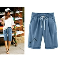 Chueoow ženske ljetne kratke hlače tiskane casual labavi džepovi koji vezuju plus veličine kratkih klirensa