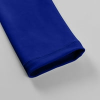 Ljetne haljine za žene dugih rukava dužina gležnja za slobodno vrijeme od ispisane haljine s visokim vratom plava m