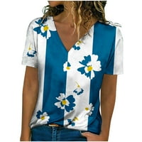 V izrez kratki rukav na vrhu štednog klirenca bluza za blubu za bluzu ženske cvjetne uzorke Thirts prozračne