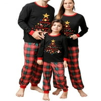 Amiliee Christmas Božićna Porodična pidžama postavila je dugi rukav na majicu PLAJNE PLAĆE FESTIVALNO