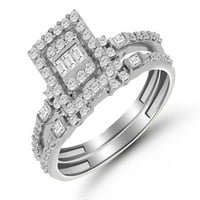 SQURE Oblik HALO SAPE Angažman prstenovi - 18K bijelo pozlaćeno sa 0. Karatni simulirani dijamantski