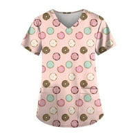 FOPP prodavač Ženski ispis kratkih rukava V-izrez V-izrez Voće Radni džep bluza Pink L