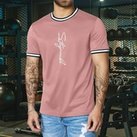Ružičaste golf majice za muškarce Muški ljetni mišići fitnes ličnosti pamuk pisma okrugla vrata kratkih
