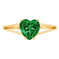1.0ct Heart Cut dragocjeni dragulj zeleni simulirani smaragd pravi 18k žuto zlato robotski laserski