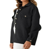 Colisha ženske bluze jakne na dugme za padajuću košulju prekrivena obična boja vanjska odjeća crna l