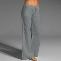 Ženske hlače Žene Ležerne prilike pune pamučne posteljine elastične struke vučne hlače za vuču