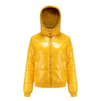 Ženski kratki kaput s dugim rukavima s dugim rukavima, dugačka jakna s dugim rukavima, žuti zimski kaputi