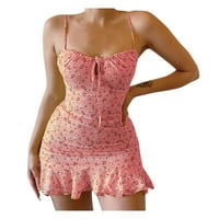 YubnLvae haljine za žene Novo ženska modna cvjetna špageta mini haljina ljetna casual haljina