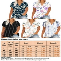 HAITE Women Tops Plus size Ljetne t košulje Floral Print Majica Holiday Pulover Plaža Kratki rukav Bluza
