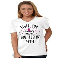 Fluff You Fluffin Kitty Cat Funny pun v izrez T majica Tees Women Brisco Marke X