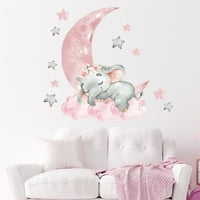 Crtani ružičasti bebi Elephant zidne naljepnice Djevojke ukrase spavaće sobe