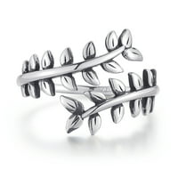 Sterling srebrni maslinski granični prsten, vintage otvoreni prsten za žene