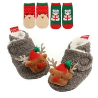 Kiapeise Baby Božićne čizme i čarape Set, zimske cipele za cipele i čarape za zimske fleke
