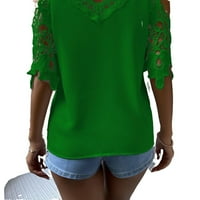 Ženska bluza vrhovi hladno rame Granike čipke bluza zelena l
