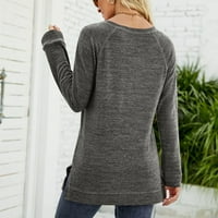 Košulje dugih rukava za žene Ženska jesenska zima modni okrugli vrat pulover sa prorezom dugih rukava
