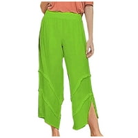 Žene Split hlače Ljetne modne hlače za dame casual labave hlače Pamučne posteljine obične ležerne labave