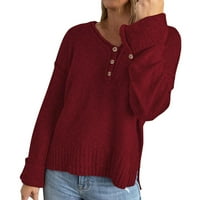 Džemper za žene jesen i zima labav ležernu modnu solidnu boju V pulover na vratu DREME