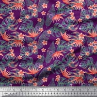 Soimoi Moss Georgette Tlopicalni listovi, Plumeria i Heliconia cvjetni print Šivaći šipka tkanina