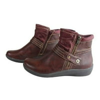 Juebong ženska vintage spajanje okruglo krijumčarene zime zip up kratke golim čizama cipele, crvena veličina 9