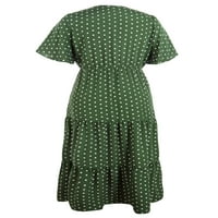 Gomelly Ladies Sundress Plus veličina duge haljine boemijske ljetne maxi haljine žene slojevito putovanje kratkim rukavima zelena l