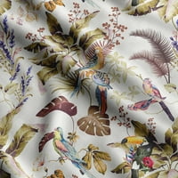Soimoi ptica i cvijeće Ispis, svilena dekora dekora šivaće tkanine uz dvorište WidedeCorativna tkanina
