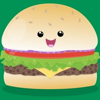 Slatki sretni kawaii hamburger crtani juniori Kelly Green Graphic Tee - Dizajn ljudi