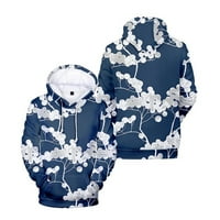 Cuhas Winter Hoodies za muškarce Nova jesen 3D digitalni tisak džemper Creative Tiskanje Dukserice Plava
