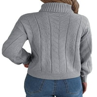 Beiwei pleteni pulover za žene zimski pad turtleneck džemper casual dugih rukava na dugim rukavima sivi