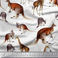 Soimoi plavi pamuk poplin tkanina kenguru i žirafa životinjski tkanini otisci sa dvorištem širom