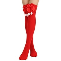 Ediodpoh Božićnu luk nazubne bedro velike čarape preko koljena čarape božićne čarape za zabavu koljena