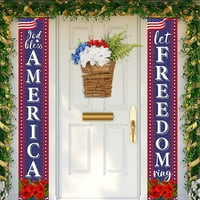 Američki dan nezavisnosti Crvena i plava hidratalna košarica Zidni zid viseći Garland Home Prednji vrata Simulacija cvijeta Rattan privjesak