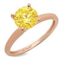 1.5ct okrugli rez žuta simulirana dijamanta 18k 18K ruža Gold Gold Anhagement prsten veličine 7.5