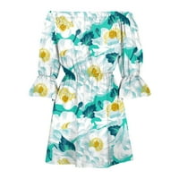 Ljetne haljine Trendi vintage cvjetni tisak od ramena Tunika labavi fit bell rukava mini cvjetna maxi