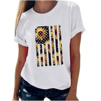 OAVQHLG3B američke košulje za zastave Žene patriotske košulje SAD Zastava Summer Ležerne prilike, majica