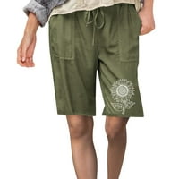 Puawkoer ženska šifrirana imitacija cvjetnog ispisa labav shirk struk Veliki džep casual kratke hlače