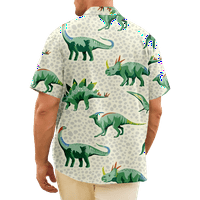 Fraigo Muška havajska majica za muškarce i dječake - Dinosaur Print Holiday Weather Weither Majice za