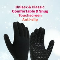 Kanaanske zimske rukavice za muškarce, nadograđeni zaslon za zgusnuće dodir, proklizani silikonski gel, meka pletena obloga, crna