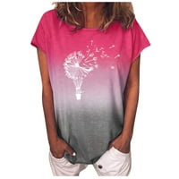 Modni ženski gradijentni suncokret Ispis O-izrez kratkih rukava majica bluza vrhovi kratkih rukava majica