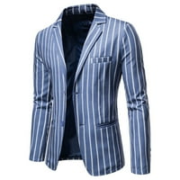 Cacommmark PI muški kaputi i jakne čišćenje muškaraca novih povremenih veličina plave i bijele pruge Business odijelo jakna plava